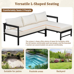 U_style Outdoor L-Shaped Sofa with Iron Frame and Ultra-Thick Cushions
