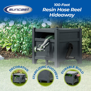 Suncast Hideaway 100' Resin Garden Hose Reel for 5/8" Hoses, Cyberspace - TRAPSKI