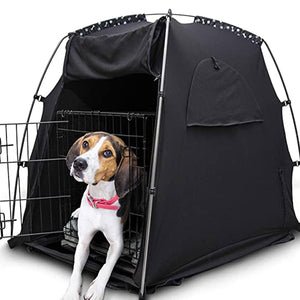 SlumberPod Privacy Pod Portable Polyester Kennel Tent or Pet Bed Cover, Black