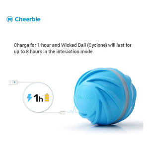 Cheerble Wicked Cyclone Indoor Outdoor Automatic Interactive Dog Toy Ball, Blue