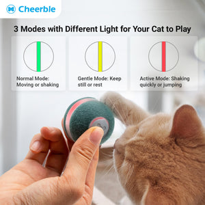 Cheerble Automatic Self Propelling 3 Speed Interactive Pet Cat Toy Ball, Green