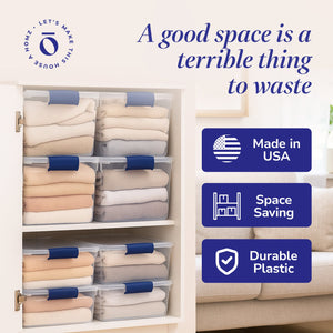 Homz 31qt Clear Plastic Stackable Storage Containers, 4 Pack & 15.5qt, 4 Pack