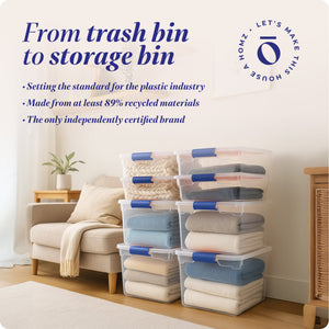 Homz 31qt Clear Plastic Stackable Storage Containers, 4 Pack & 15.5qt, 4 Pack