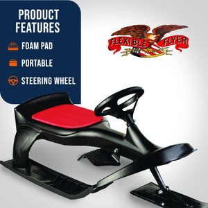 Flexible Flyer PT Blaster Plastic Steering Snow Ski Sled with Brakes and Seat