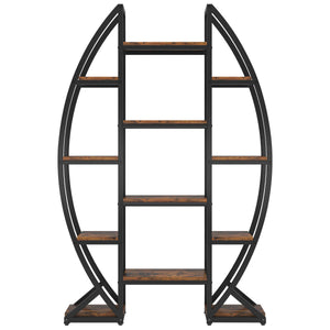 Triple Wide Oval Etagere Bookcase With Shelves For Living Room