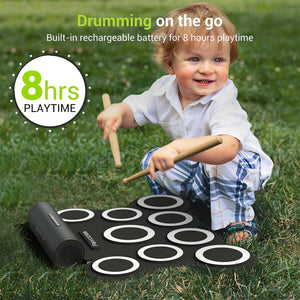 PAXCESS 9 Pad Electronic Drum Set w/ Foot Pedals, Built-In Speaker, and Battery