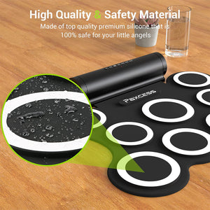 PAXCESS 9 Pad Electronic Drum Set w/ Foot Pedals, Built-In Speaker, and Battery