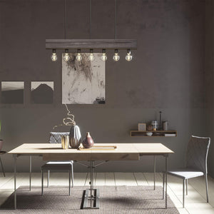 Hunter Fan Company Donelson 7 Light Linear Wood Chandelier Fixture, Natural Iron