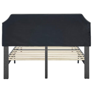 BIKAHOM Upholstered Platform Bed with Button Tufted Headboard, Full, Dark Grey