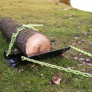 Timber Tuff TMW-21 24 Inch Log Skidding Arched Plate with Dual Tow Chains, Black