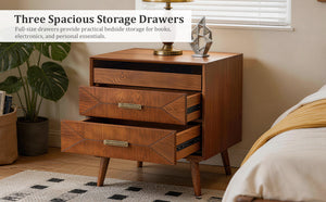 24" Nightstand with Charging Station and Two Drawers