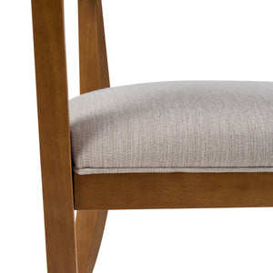 Wood Frame Upholstered Dining Chairs with Armrests (Set of 2)