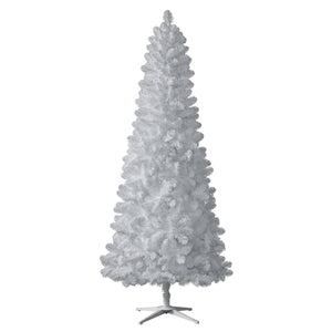 Treetopia All Snowed In White 8 Ft Artificial Prelit Slim Christmas Tree w/Stand