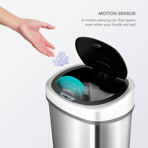 NINESTARS 13.2 Gallon Stainless Steel Hands Free Motion Sensor Garbage Trash Can - TRAPSKI