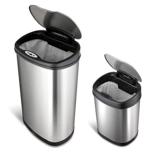 NINESTARS 13.2 Gallon & 3.2 Gallon Dual Stainless Steel Motion Sensor Trash Cans - TRAPSKI