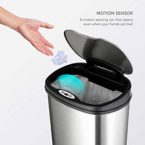 NINESTARS 13.2 Gallon & 3.2 Gallon Dual Stainless Steel Motion Sensor Trash Cans - TRAPSKI