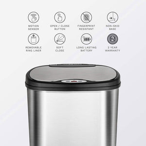 NINESTARS 13.2 Gallon & 3.2 Gallon Dual Stainless Steel Motion Sensor Trash Cans - TRAPSKI
