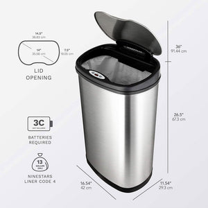 NINESTARS 13.2 Gallon & 3.2 Gallon Dual Stainless Steel Motion Sensor Trash Cans - TRAPSKI