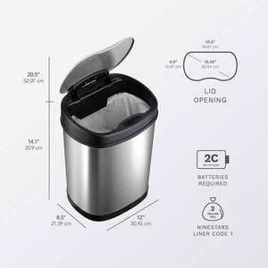 NINESTARS 13.2 Gallon & 3.2 Gallon Dual Stainless Steel Motion Sensor Trash Cans - TRAPSKI