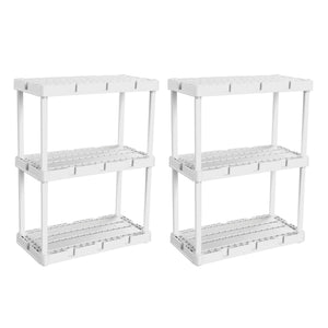 Gracious Living Knect A Shelf 3 Shelf Interlocking Organizers, White (2 Pack)