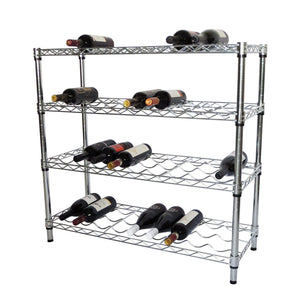 TRINITY EcoStorage 4 Shelf Adjustable Wire Shelving 36 Bottle Wine Rack, Chrome