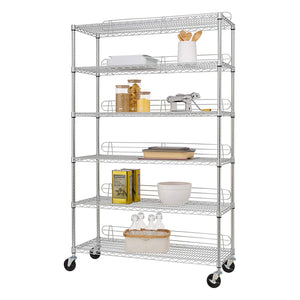 TRINITY EcoStorage Heavy Duty 6 Tier Adjustable Wire Shelving w/ Wheels, Chrome