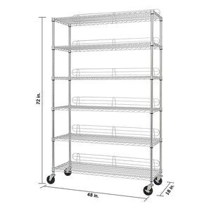 TRINITY EcoStorage Heavy Duty 6 Tier Adjustable Wire Shelving w/ Wheels, Chrome