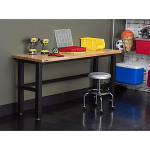 TRINITY 72 x 24 Inch Wood Top Adjustable Rubberwood Work Table for Workshop