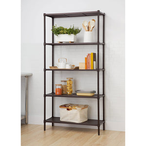 TRINITY EcoStorage 5 Tier Adjustable Flat Slat Wire Shelving, Dark Bronze