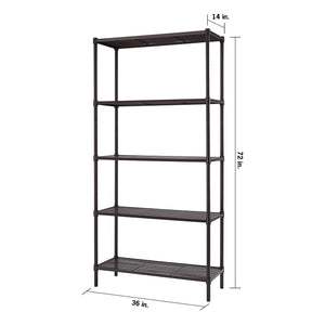 TRINITY EcoStorage 5 Tier Adjustable Flat Slat Wire Shelving, Dark Bronze