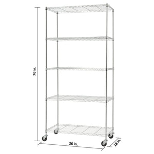 TRINITY BASICS EcoStorage 5 Tier Adjustable Wire Shelving with Wheels, Chrome