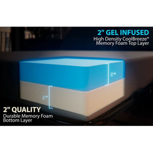 Dynasty Mattress 4" CoolBreeze Memory Foam Full Mattress for Convertible Sofa, Sofa Not Included