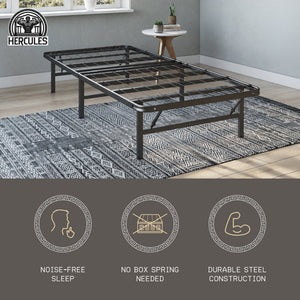 Hercules Folding Metal Bed Frame, 14 Inch Platform Mattress Foundation, Twin