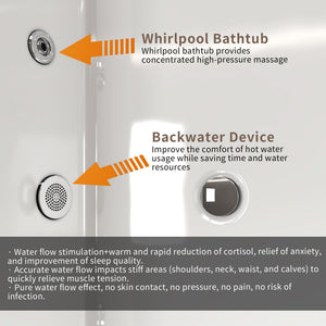 67" Rectangle Linear Acrylic Massage Whirlpool Freestanding Bathtub
