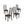 Rectangular Stretch Dining Table With 4 Chairs - Black / Gray