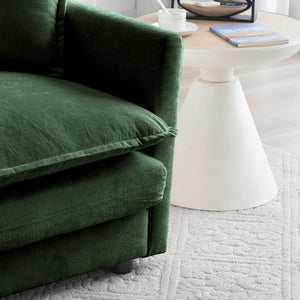 2-Piece Upholstered Sectional Sofa Set in Green Chenille