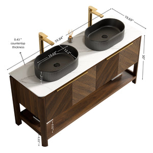 Indigo 60" Bathroom Vanity with Sintered Stone Countertop and Vessel Sink