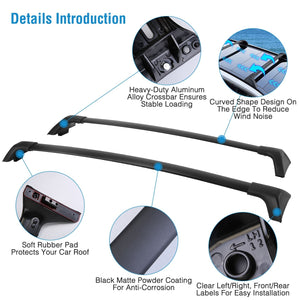 Car Roof Rack Cross Bars Aluminum Alloy Cargo Carrier Rooftop Crossbars Fit for Toyota RAV4 2019-2024 with Side Rails for Cargo Carrier Bag Kayak Bike