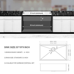 Undermount Stainless Steel Kitchen Sink, Deep Single Bowl Basin
