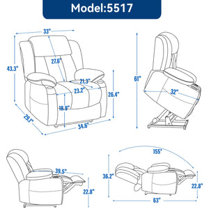 Chenille Power Lift Recliner Chair
