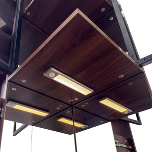 70" Display Cabinet with Glass Doors and Lights, Multi-Tier Storage