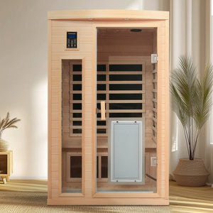 Low EMF Hemlock Wood Far-Infrared Indoor Two-Person Sauna Room