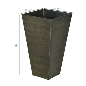 28" Tall Outdoor Planters Set of 3 with Wood Grain Design - Polypropylene