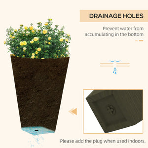 28" Tall Outdoor Planters Set of 3 with Wood Grain Design - Polypropylene