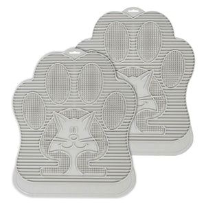 Omega Paw Paw Cleaning Cat Litter Box Mat for Floor and Carpet, Grey (2 Pack)