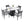 Outdoor Patio Dining Set, Squircle Dining Table, Dining Chairs With Sunbrella Cushions