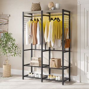 Bestier Metal Freestanding Wardrobe w/ Shelf & Color Changing Light, Dark Gray