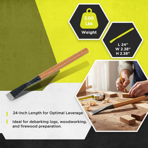 Timber Tuff TMW-08 24 Inch Steel Bark Spud with Wooden Handle for Debarking Logs