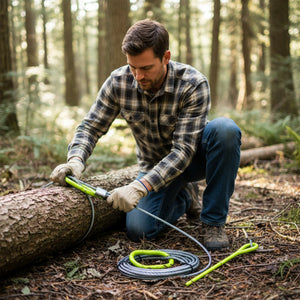 Timber Tuff TMW-48 15 Foot ATV UTV Log Choker Cable with Tow Rings & Probe Stake - TRAPSKI