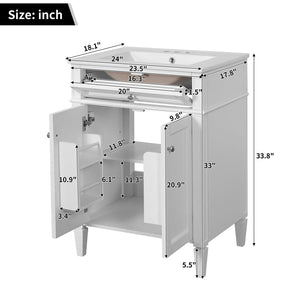 Bathroom Vanity With 2 Doors And Tip Out Drawer, Soft Closing Hinges
